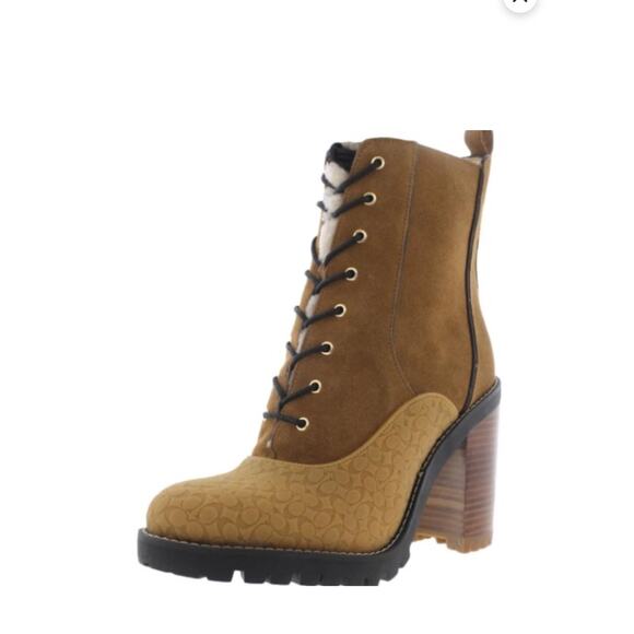 COACH Haven Boots in Raw Umber/ Natural Sz 7.5 B NWOB - Picture 2 of 6